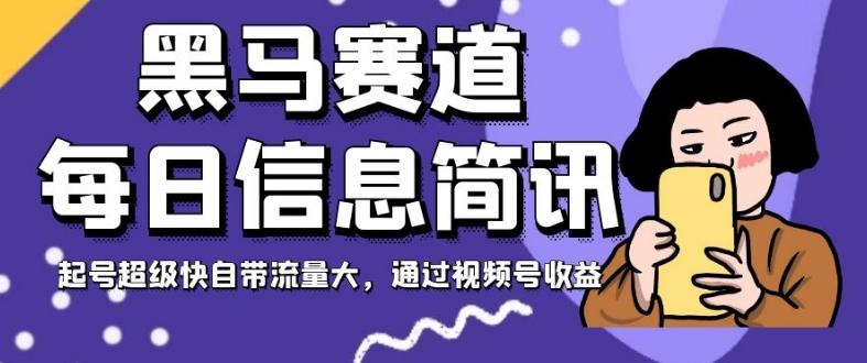 黑马赛道每日信息简讯，起号超级快自带流量大，通过视频号收益【揭秘】-有道资源网