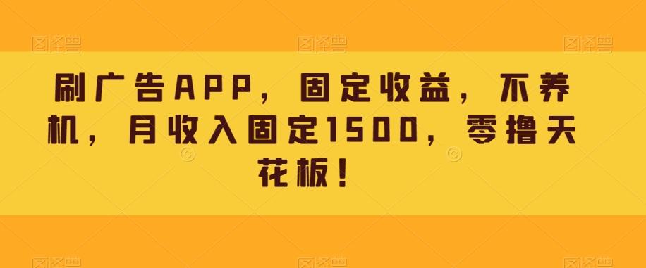 刷广告APP，固定收益，不养机，月收入固定1500，零撸天花板！-有道资源网