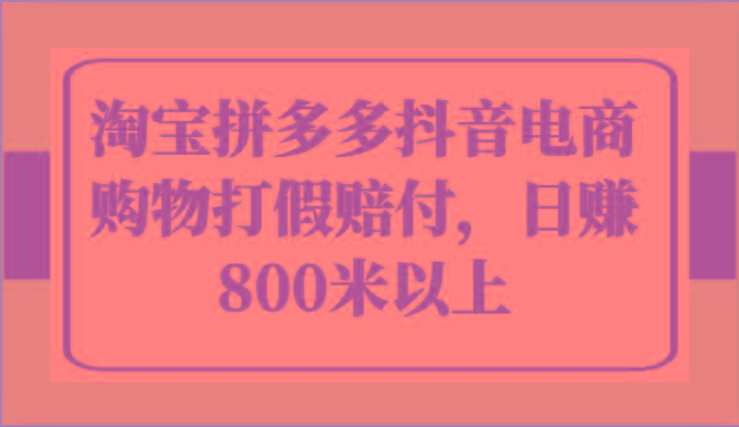 淘宝拼多多抖音电商购物打假赔付，日赚800米以上-有道资源网