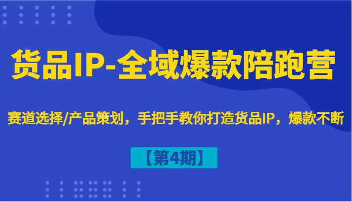 货品IP-全域爆款陪跑营【第4期】赛道选择/产品策划，手把手教你打造货品IP，爆款不断-有道资源网