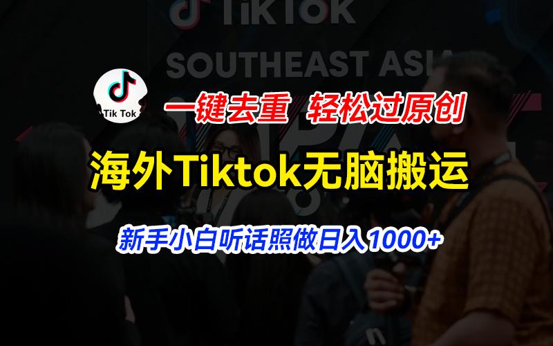 海外Tiktok短视频无脑搬运，一键去重轻松过原创，新手小白听话照做日入…-有道资源网