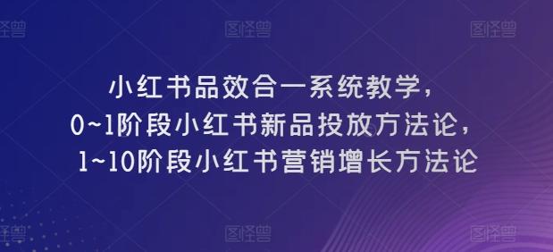 小红书品效合一系统教学，​0~1阶段小红书新品投放方法论，​1~10阶段小红书营销增长方法论-有道资源网