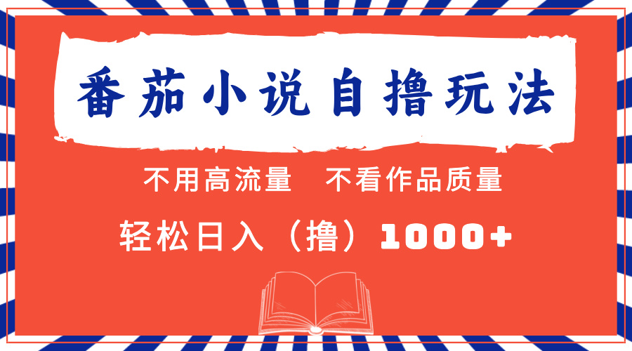 番茄小说最新自撸 不看流量 不看质量 轻松日入1000+-有道资源网