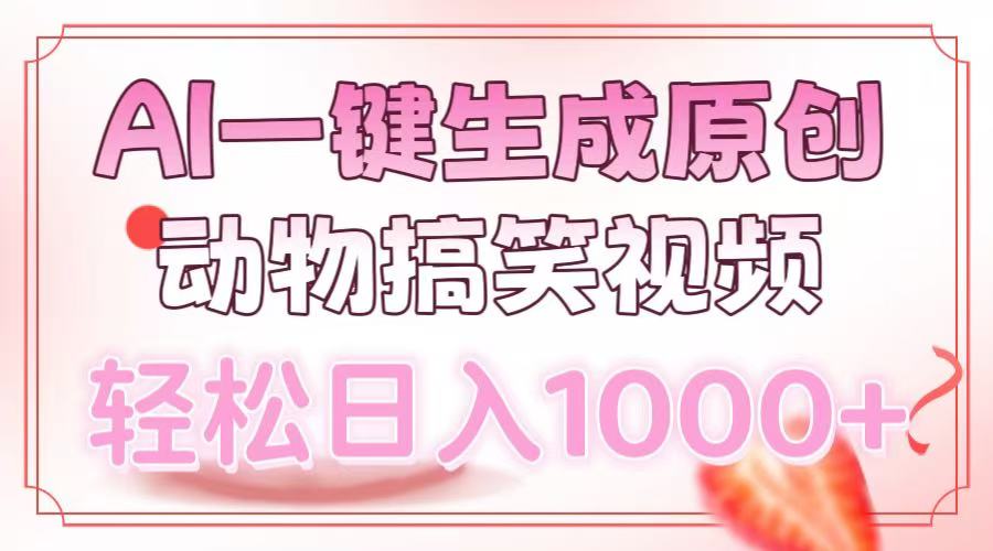 AI一键生成原创动物搞笑视频，轻松日入1000+-有道资源网