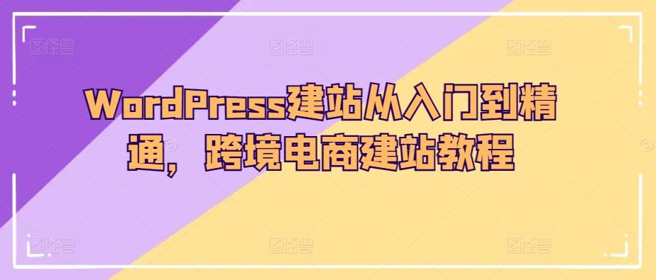 WordPress建站从入门到精通，跨境电商建站教程-有道资源网