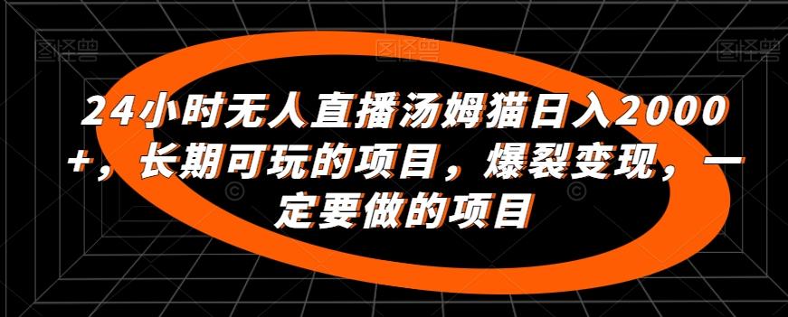 24小时无人直播汤姆猫日入2000+，长期可玩的项目，爆裂变现，一定要做的项目【揭秘】-有道资源网