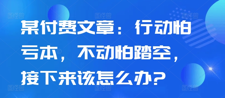 某付费文章：行动怕亏本，不动怕踏空，接下来该怎么办?-有道资源网