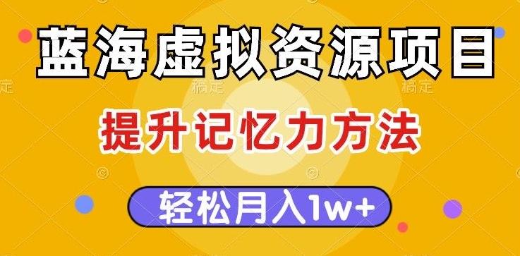 蓝海虚拟资源项目，提升记忆力方法，多种变现方式，轻松月入1w+【揭秘】-有道资源网