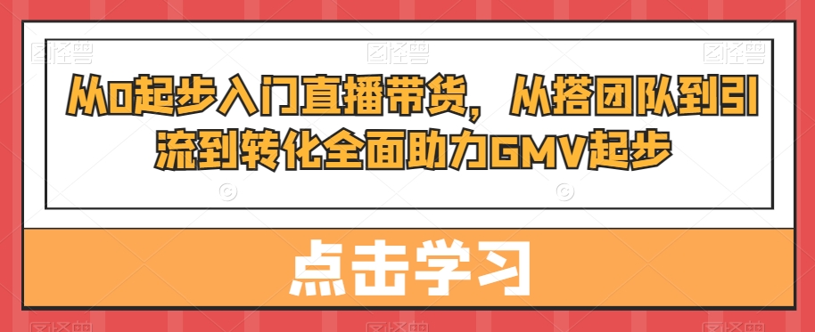 从0起步入门直播带货，​从搭团队到引流到转化全面助力GMV起步-有道资源网