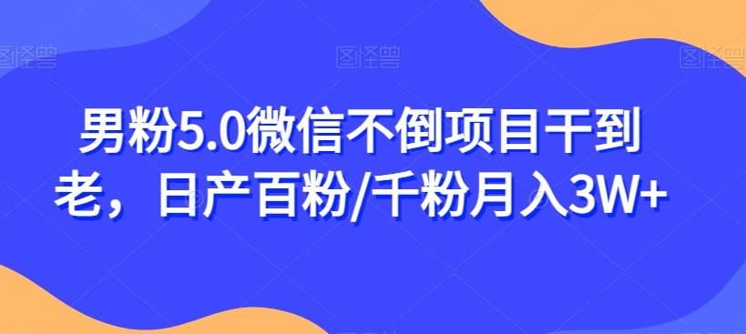 男粉5.0微信不倒项目干到老，日产百粉/千粉月入3W+【揭秘】-有道资源网