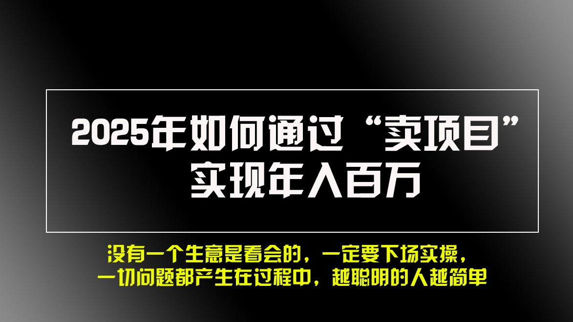 2025年如何通过“卖项目”实现年入百万-有道资源网