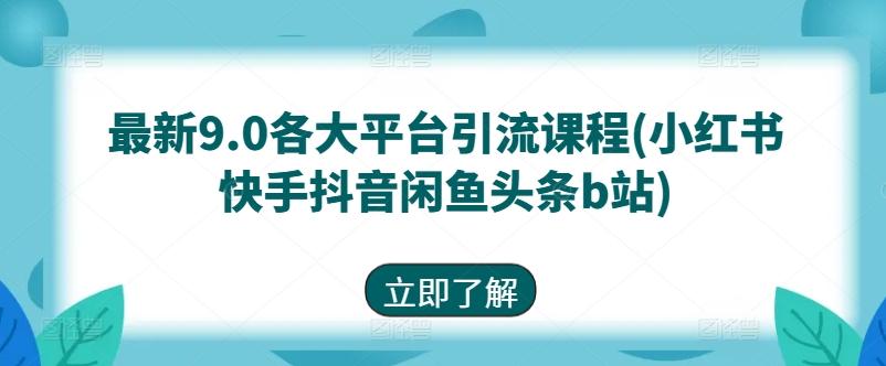 最新9.0各大平台引流课程(小红书快手抖音闲鱼头条b站)-有道资源网