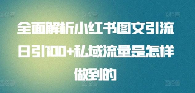 全面解析小红书图文引流日引100+私域流量是怎样做到的【揭秘】-有道资源网