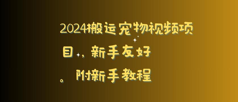 2024搬运宠物视频项目，新手友好，完美去重，附新手教程【揭秘】-有道资源网