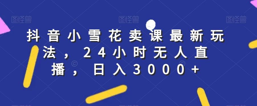 抖音小雪花卖课最新玩法，24小时无人直播，日入3000+【揭秘】-有道资源网