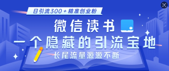 微信读书，一个隐藏的引流宝地，不为人知的小众打法，日引流300+精准创业粉，长尾流量源源不断-有道资源网