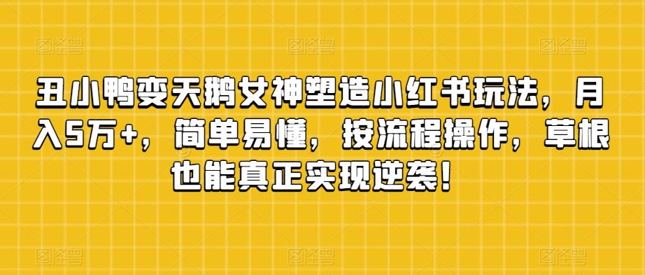 丑小鸭变天鹅女神塑造小红书玩法，月入5万+，简单易懂，按流程操作，草根也能真正实现逆袭！-有道资源网