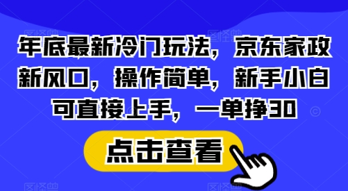 年底最新冷门玩法，京东家政新风口，操作简单，新手小白可直接上手，一单挣30【揭秘】-有道资源网