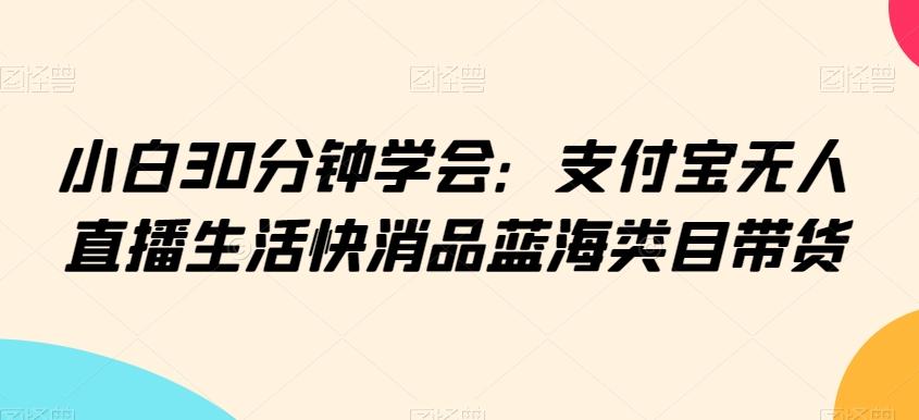 小白30分钟学会：支付宝无人直播生活快消品蓝海类目带货【揭秘】-有道资源网