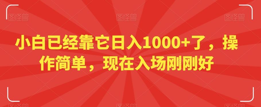 小白已经靠它日入1000+了，操作简单，现在入场刚刚好【揭秘】-有道资源网