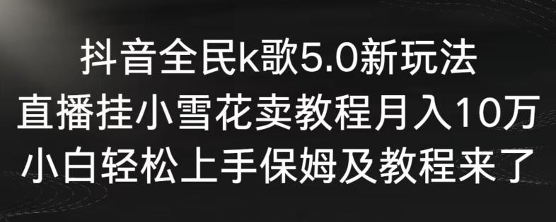 抖音全民k歌5.0新玩法，直播挂小雪花卖教程月入10万，小白轻松上手，保姆及教程来了【揭秘】-有道资源网