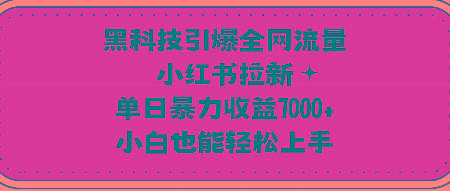 (9679期)黑科技引爆全网流量小红书拉新，单日暴力收益7000+，小白也能轻松上手-有道资源网