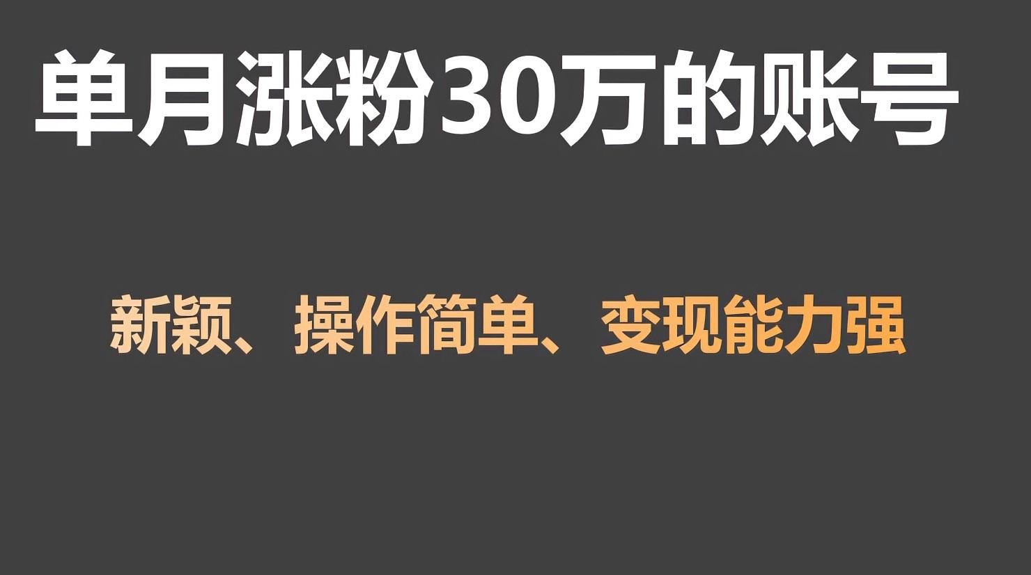 单月涨粉30万，带货收入20W，5分钟就能制作一个视频！-有道资源网