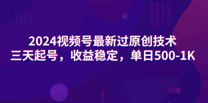 (9505期)2024视频号最新过原创技术，三天起号，收益稳定，单日500-1K-有道资源网