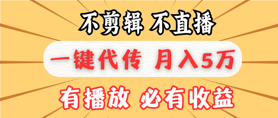 不剪辑不直播，一键代发，月入5万懒人必备，我出视频你来发-有道资源网