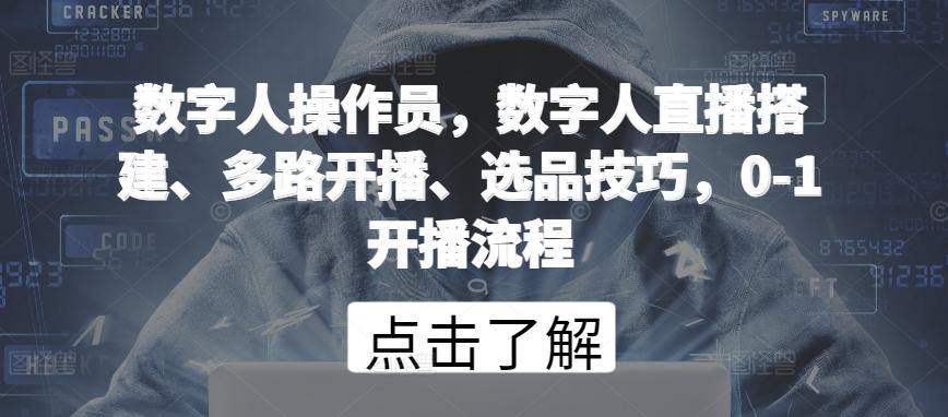 数字人操作员，数字人直播搭建、多路开播、选品技巧，0-1开播流程-有道资源网