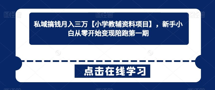 私域搞钱月入三万【小学教辅资料项目】，新手小白从零开始变现陪跑第一期-有道资源网