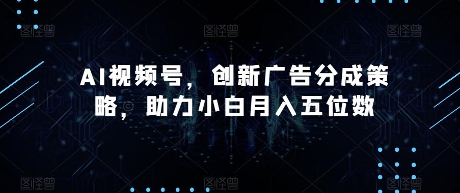 AI视频号，创新广告分成策略，助力小白月入五位数【揭秘】-有道资源网