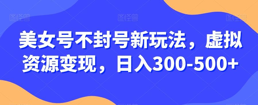 美女号不封号新玩法，虚拟资源变现，日入300-500+-有道资源网