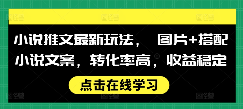 小说推文最新玩法， 图片+搭配小说文案，转化率高，收益稳定-有道资源网