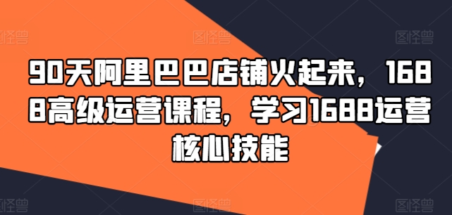 90天阿里巴巴店铺火起来，1688高级运营课程，学习1688运营核心技能-有道资源网