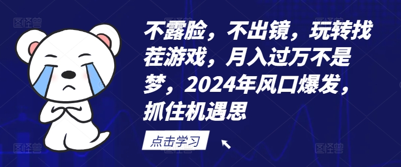 不露脸，不出镜，玩转找茬游戏，月入过万不是梦，2024年风口爆发，抓住机遇【揭秘】-有道资源网