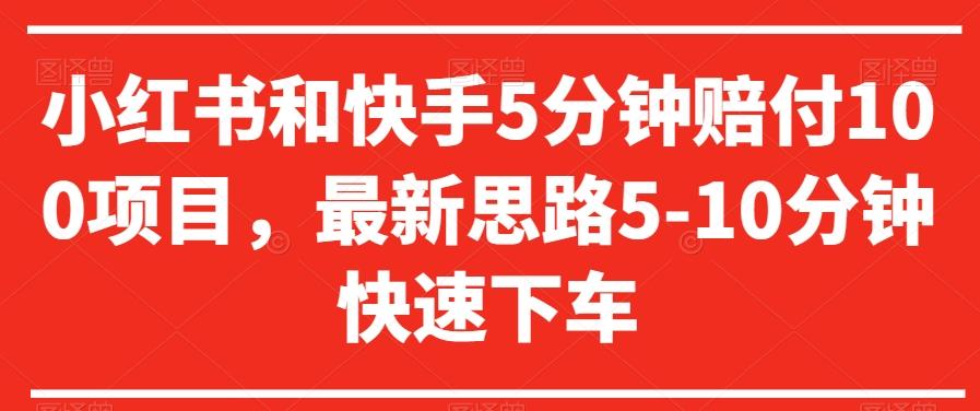 小红书和快手5分钟赔付100项目，最新思路5-10分钟快速下车【仅揭秘】-有道资源网