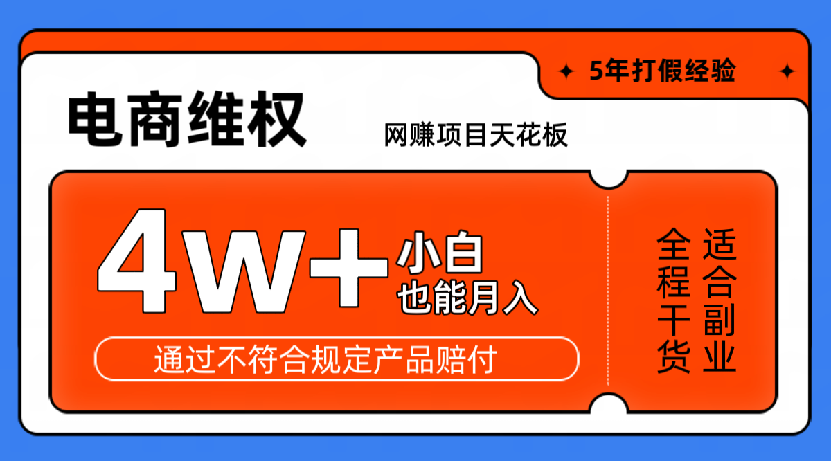 网赚项目天花板电商购物维权月收入稳定4w+独家玩法小白也能上手-有道资源网