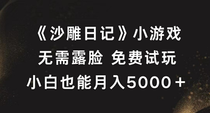 《沙雕日记》小游戏，无需露脸免费试玩，小白也能月入5000+【揭秘】-有道资源网