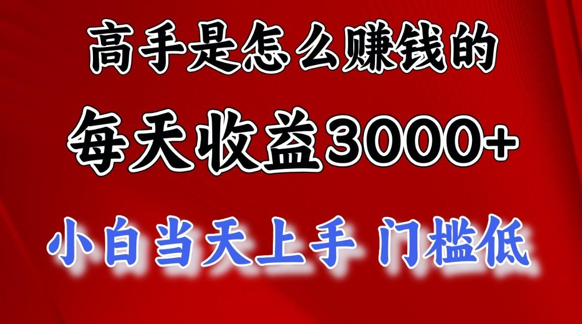 高手是怎么赚钱的，一天收益3000+，闷声发财项目，不是一般人能看懂的-有道资源网