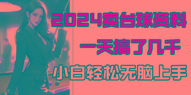 2024卖台球资料，一天搞了几千，小白轻松无脑上手-有道资源网