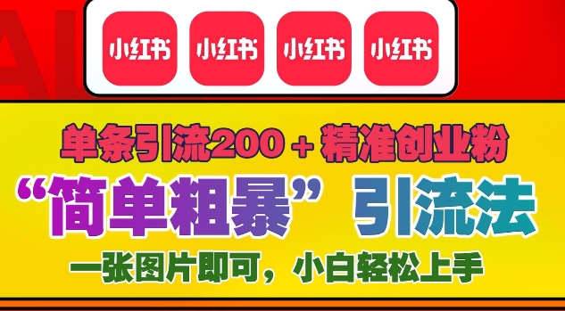 12月底小红书”简单粗暴“引流法，单条引流200+精准创业粉-有道资源网