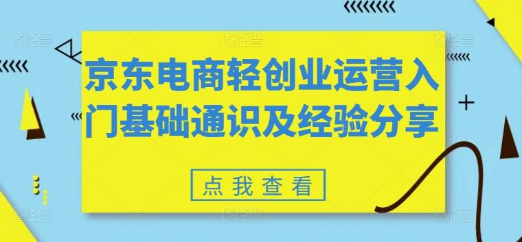 京东电商轻创业运营入门基础通识及经验分享-有道资源网