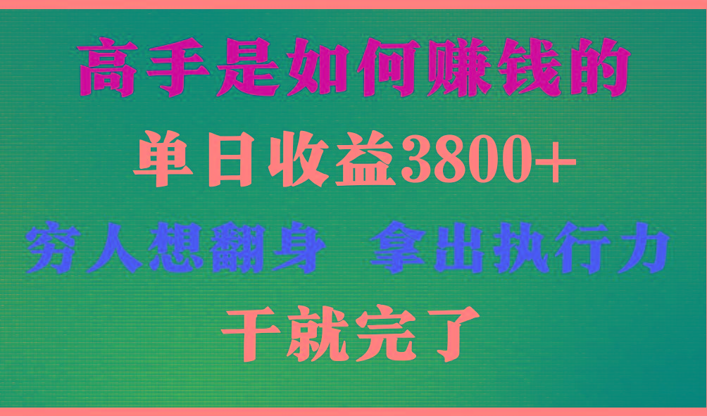 高手是如何赚钱的，每天收益3800+，你不知道的秘密，小白上手快，月收益12W+-有道资源网