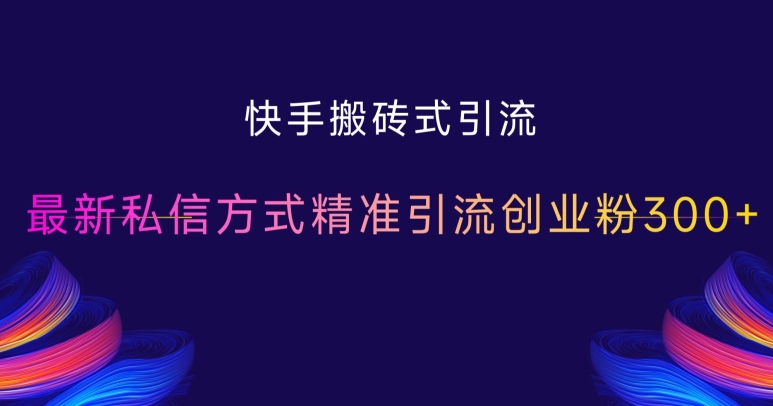 快手搬砖式引流，最新私信方式精准引流创业粉300+-有道资源网