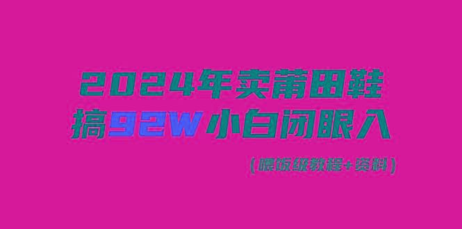 (9329期)2024年卖莆田鞋，搞了92W，小白闭眼操作！-有道资源网