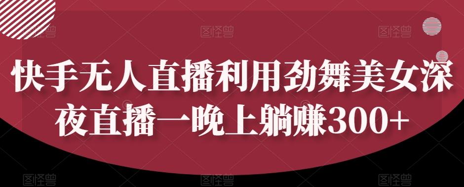 快手无人直播利用劲舞美女深夜直播一晚上躺赚300+-有道资源网