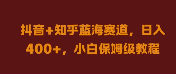 抖音+知乎蓝海赛道，日入几张，小白保姆级教程【揭秘】-有道资源网