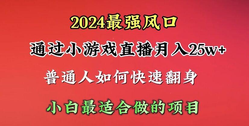 (10020期)2024年最强风口，通过小游戏直播月入25w+单日收益5000+小白最适合做的项目-有道资源网