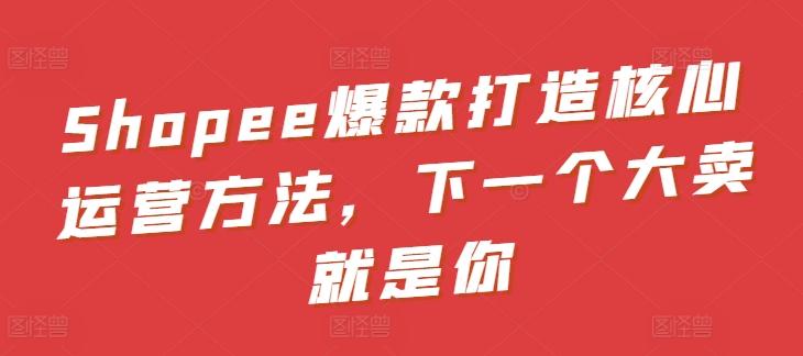 Shopee爆款打造核心运营方法，下一个大卖就是你-有道资源网